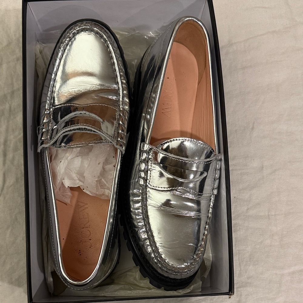 J. Crew Silver Loafers size 8.5
